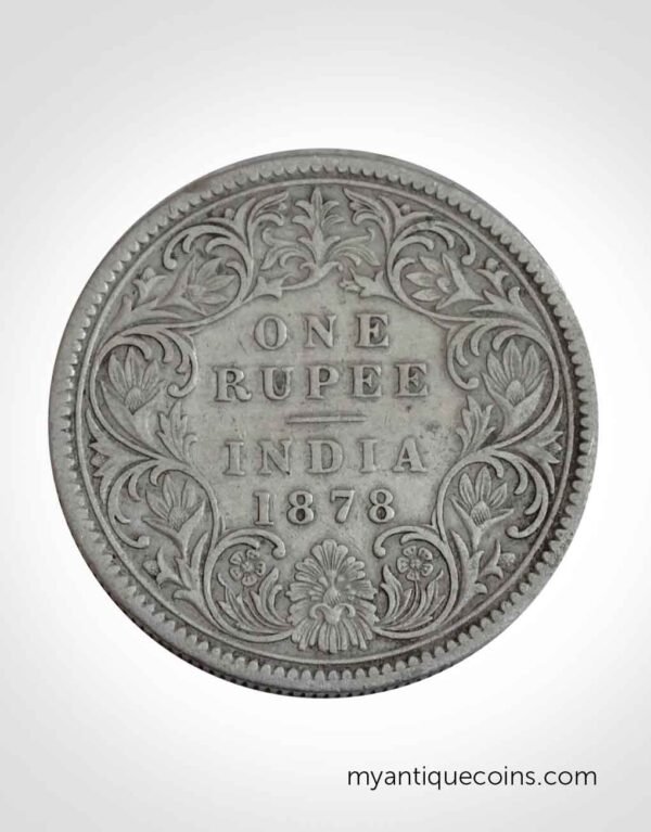 Rare and Old Victoria One Rupee Silver Coin 1878