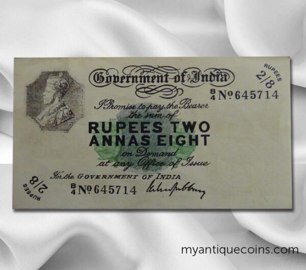 Government of India Rupees Two Annas Eight of 1917 - 1926